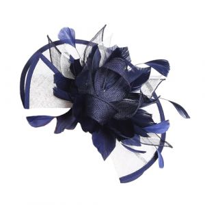 Saiyana Bibi vintage pour femme - Bandeau &agrave; fleurs - Accessoire de f&ecirc;te romantique fait &agrave; la main - Pour mariage - Bleu marine (longhukeji, neuf)