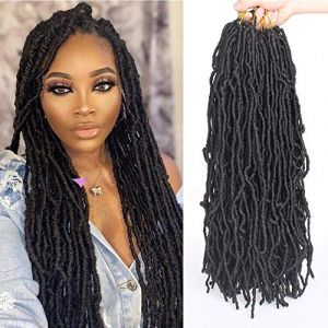 Xtrend 7 Packs 24 Pouces Noir Nu Faux Locs Crochet Tresses Cheveux Synth&eacute;tiques Pr&eacute; Boucles Doux Dreadlocks Tressage Cheveux D&eacute;esse Faux Locs Boucl&eacute;s Ondul&eacute;s Extensions de Cheveux 12 brins/pack 1B# (XtrendHair, neuf)