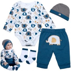 Lot de 4 v&ecirc;tements de poup&eacute;e Reborn pour poup&eacute;es de 43 &agrave; 56 cm pour poup&eacute;es b&eacute;b&eacute; gar&ccedil;on &eacute;l&eacute;phant bleu nouveau-n&eacute; accessoires v&ecirc;tements (linnannanshop, neuf)