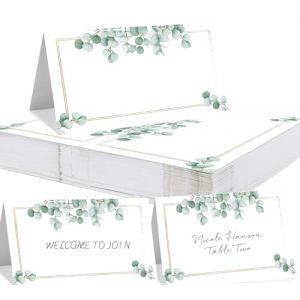 100Pcs Marque Place Mariage 9x10CM，BetterJonny Porte Nom Table Cartons Placement Cartes de Nom Anniversaire Carte De Table pour Table R&eacute;ceptions F&ecirc;tes Ev&eacute;nements C&eacute;l&eacute;brations (Feuilles-B) (BASICON, neuf)
