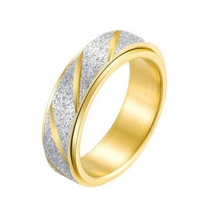 Epinki Bague Anti Stress Tournante, Bague d'Anxiété Mat Or Bague Rotative en Acier Inoxydable pour Femme Taille 52 (EpinKi, neuf)