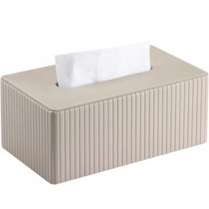 KINGFOM Bo&icirc;te &agrave; Mouchoir en Cuir, Rectangulaire Boite Mouchoirs pour Bureau, Maison, Salle de Bain (Beige) (LiLan, neuf)