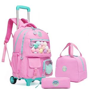 HTgroce Rose Cartable a Roulette Fille ce2, Cartable Fille Roulette Cartable à Roulette Fille Primaire (Lldaily EUR, neuf)