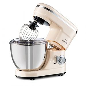 KLARSTEIN Bella - Robot patisserie, Robot cuisine, Petrin a pain, 6 niveaux de puissance, Fonction Pulse, Système planétaire, Bol en acier inoxydable, 3 pcs, 1200 W - Crème (Klarstein France, neuf)