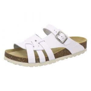 AFS-Schuhe 2122 Mules en cuir véritable, pantoufles de qualité supérieure, pour femmes, avec semelles Eva, fabriquées en Allemagne, Cuir lisse blanc, 38 EU (AFS-Schuhe, neuf)