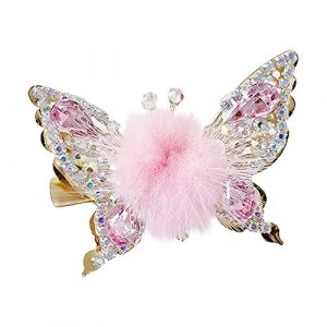 Clips pour cheveux longs papillon volant épingle à cheveux papillon scintillant pinces à cheveux femmes mignon en alliage papillon volant épingles à cheveux clips en cristal mobile épingle à cheveux (Peppering, neuf)