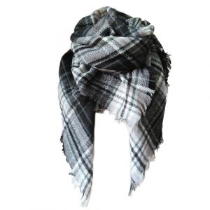 FIFTHAVE &Eacute;charpe Femme Homme Ch&acirc;le Cachemire Ecossaise Mode Ponchos Plaid Foulards Automne Hiver Oversize Cape Glands Scarf Carreaux Chaud Carr&eacute;e Souple &Eacute;tole Couvertures Gris (Ysqtech, neuf)