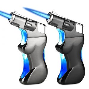 BriquetS Temp&ecirc;te,Lot De 2 BriquetS Coupe-Vent,Briquet Butane Rechargeable,Jet Flamme Briquet Coupe-Vent pour Bougies,Cuisine,Camping,Grill,Cadeaux pour Hommes(Vendu sans Gaz) (IKSETERATA, neuf)