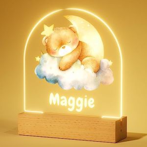 iDIY Veilleuse Bébé Personnalisé avec Prénom - Cadeau Naissance Fille et Garçon, Idee Cadeau Bapteme, Decoration Chambre Bebe, Lampe de Chevet Enfant - Ours en peluche (IMPRINT WONDERS LIMITED, neuf)