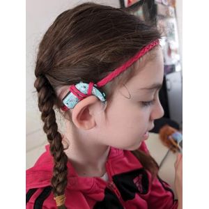 Bandeau tresse pour implant cochleaire et prothese auditive serre tete anti perte (Rose fonce, Taille unique extensible) (SOFIZZE, neuf)