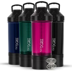 720°DGREE Shaker Fitness uberShaker 550ml - Premium Shaker à protéines avec compartiment à poudre, sphère – Anti-fuite, Sans-BPA – Pour boissons crémeuses protéines, gym, entraînement, nutrition (Kaave, neuf)