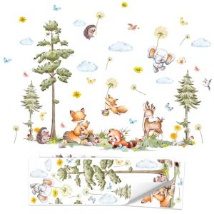 HEKOBAG Stickers Muraux Animaux Foret, Stickers Muraux Animaux Forêt Arbre Grande, Decoration Chambre Enfant 90 * 30cm, Autocollant Mural Animaux Foret pour Chambre Enfants, Salon, Fenêtres (LYDIA LTD, neuf)