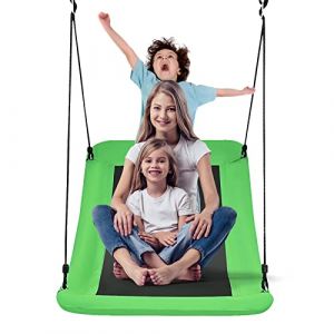 DREAMADE Balançoire Nid d'Oiseau, Balançoire Rectangulaire pour Enfants avec Hauteur Réglable 100-180CM, Balançoire Adulte en Tissu avec Deux Sangles, Multitude de Méthodes de Suspension, 155 x 83 cm (DREAMADE, neuf)