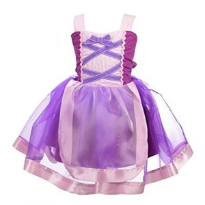 Lito Angels Deguisement Robe Princesse Raiponce Enfant Fille, Anniversaire No&euml;l F&ecirc;te Carnaval Costume, Taille 5-6 ans, Violet (Lito Angels FR, neuf)