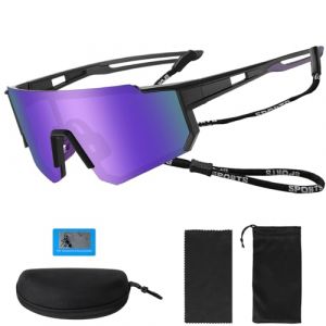Roselee Lunette de Vitesse Homme Femme Lunette de Cyclisme Polaris&eacute;es UV400 Lunette pour Velo de Route Cyclisme Lunettes Sport pour V&eacute;lo Course Conduite Ski Raves P&ecirc;che Golf Conduite,Violet (Roselee Direct, neuf)