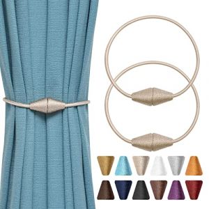 Pretty Jolly Lot de 2 embrasses de rideaux magn&eacute;tiques am&eacute;lior&eacute;es faites &agrave; la main en corde tiss&eacute;e - Embrasses d&eacute;coratives pratiques en forme de c&ocirc;ne pour rideaux et tentures de fen&ecirc;tres de maison et (PrettyJolly, neuf)