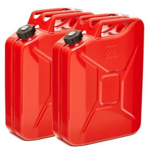 BW&reg; Jerrican en m&eacute;tal - 2 x 20 litres - Avec bouchon &agrave; vis - Rouge - RAL 3000 - Certifi&eacute; T&Uuml;V et homologation ONU - Fabriqu&eacute; en Europe (let's build brands, neuf)