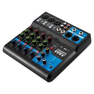 Mini Mixeur DJ 5 Canaux - Interface de Streaming Audio - Alimentation Fant&ocirc;me St&eacute;r&eacute;o 48 V - Avec Bluetooth, Table de Mixage - Pour Enregistrement (5) (BigJunBaoTrade, neuf)
