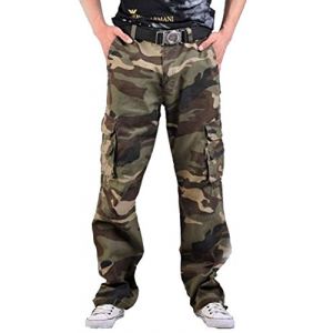 Homme Adultes Combat Pantalons Treillis Militaire Cargo Pantalon de Travail Multi Poches Coton Camouflage en Vrac Loisir Vert 31 (DaiHan, neuf)