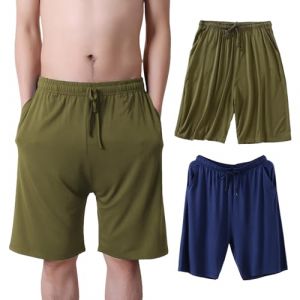 Jamron Homme Grande Taille Lot de 2 Bas de Pyjama Court Extensible Léger Short de Nuit Short Maison Intérieur avec Poches Vert Armée + Bleu Marine 5XL (No.7 Fashion House, neuf)