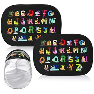 2Pièces Pare-Soleil Voiture Bébé, Animaux Alphabétiques Pare-Soleil pour Voiture, Bloquer Les Rayons UV, Pare Soleil Auto-Adhésifs Vitre Laterale par Protege Soleil Voiture Arrière Enfants et Animaux (Mxcwir EU, neuf)