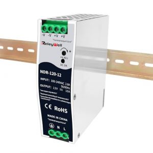 Alimentation pour rail DIN 12V, 120W, 10A ; transformateur 230v vers 12v led, rail DIN, alimentation 12 volts, transformateur de sonnerie, ReleyWell, NDR-120-12 (DeXun, neuf)
