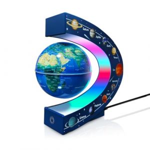 Poojaed Globe - Lampe &agrave; globe magn&eacute;tique avec lumi&egrave;res LED, pour bureau, maison, biblioth&egrave;que, bureau, cadeau parfait pour hommes, femme, papa, maris (globe 8,5 cm) (Poojaed Store, neuf)