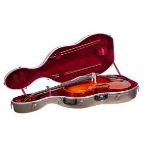 Valise rigide ABS pour violoncelle 3/4 et 4/4 | Finition champagne mate, roulettes, serrure et sangles sac &agrave; dos &ndash; &Eacute;tui l&eacute;ger pour &eacute;tudiants et usage quotidien (Crossrock-FR, neuf)
