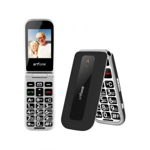 artfone Tous Les Transporteurs Téléphone Portable Senior Débloqué | Clapet avec Grandes Touches, Écran de 2,4 Pouces | Radio FM, Big Volume, Grandes Touches, LampeTorche, Stations Recharge | Noir (Yujie communication, neuf)