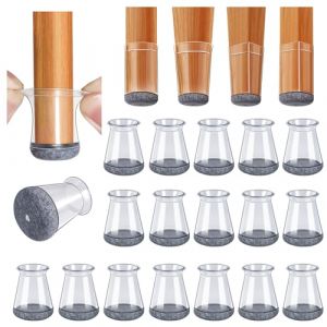 32pièces GICUNK Nouveau Protection Pied de Chaise, Protège Pied de Chaise, Protections de Sol en Silicone Transparent pour Pieds de Chaise avec Patins en Feutre (Fit:13-22.9 mm) (Gicunk-EUR, neuf)