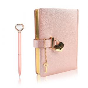 KLYNGTSK Cahier Journal en Pu Cuir, Carnet Secret Fille avec Clé Agenda Secret avec Code Journal Intime Rose Carnet Organisateur de Voyage avec 1 Stylo Agenda avec Cadenas A5 pour Enfant Adult (KLYNGTSK, neuf)