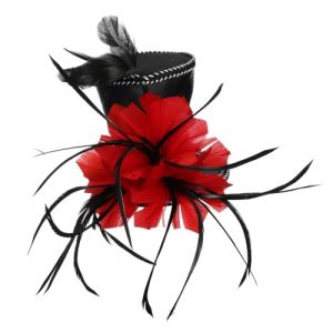 Hohopeti Mini Chapeau Haut de Forme Serre-t&ecirc;te Noir avec Plume Rouge Accessoire L&eacute;ger et R&eacute;sistant pour Femmes Coiffure &Eacute;l&eacute;gante pour Halloween et No&euml;l (Orcchid, neuf)