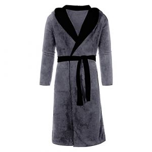 Robe De Chambre Homme Chaude, Peignoir De Bain Homme Personnalis&eacute; Manches Longues Robe De Chambre Polaire Homme Avec Ceinture Couleur Solide Moelleux Confortable V&ecirc;tements De Nuit Pyjamas (4.9⭐TheGoodFind⭐Online Store⭐, neuf)