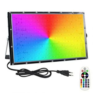Projecteur LED Couleur 150W, Projecteur LED RGB Exterieur P65 Etanche avec Télécommande pour Jardin, terrasse, l'éclairage Interieur (GoldenSea02, neuf)