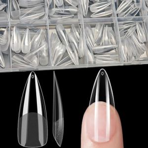 XIAOHEBAN 240Pcs Capsule Americaine Ongle Amande Long - 12 Tailles, Faux Ongles Pose Americaine Amande Long Capsule Ongle Gel Transparent Couverture ComplèTe Pour DéButant De Manucure Et Diy Nail Art (EU BB Store, neuf)
