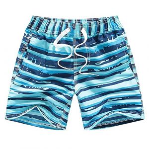 FedMois Short de Bain pour Garçon et Enfant Maillot de Bain avec Slip Intérieur en Filet Séchage Rapide, Ciel Bleu, 5-6 Ans (FedMois Store, neuf)