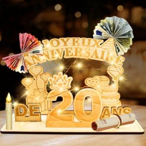 Szhhrxi Carte Anniversaire 20 ans Bois. Cadeau Carte idee Postale Bois Decoration 20 Ans, Personnalisé Deco Joyeux Anniversaire Happy Birthday Cadeaux pour Femme Homme, Original (20 ans) (Xiaogang-EU, neuf)