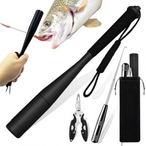 YUJUVI Accessoire Peche kit 3 Pcs Batte de Pêche en Aluminium Pince Peche Dégorgeoir Tueur de Poissons Outil de Pêche Materiel de Peche (Noir) (YUJUVI Shop, neuf)