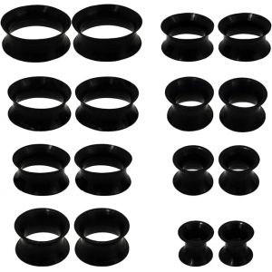 16 Pi&egrave;ces &Eacute;carteur d Oreilles en Silicone, Silicone Tunnel Oreilles &Eacute;carteur Tunnels D'oreille en Silicon Tunnels Plugs 6-20mm &Eacute;carteur Tunnel Plugs Bijoux pour Homme Femme (Noir-Extra Doux) (YUDA-, neuf)