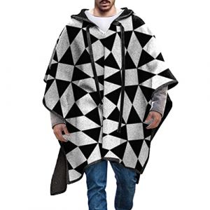 OBiQuzz Poncho chaud homme - Couverture poncho &agrave; capuche - Cape pancho en laine mexicaine - Hiver - Cowboy hippie - Veste hippie - Laine d'alpaga - Hippie Chic - Poncho andin automne hiver - Poncho &agrave; (MENGMEGNBAIHUO, neuf)