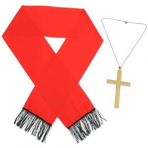 TOYANDONA 1 Jeu Écharpe Prêtre Rouge Prêtre a é Costume Déglise Catholique Costume Cosplay Prêtre Déguisement De Prêtre Accessoires Écharpe Prêtre Homme Pendentif Collier Tissu Vêtements (Elitabert, neuf)