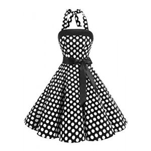 Timormode Sexy Robe Rétro Vintage Femme Année 40 50 60 Robe de Cocktail Rockabilly Décolleté 10212Big Black White XL (Timormode, neuf)
