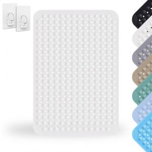 Tapis De Douche, 60 x 90 cm Tapis de Douche, PVC Shower Mat Non Slip, Tapis de Douche Carr&eacute; Lavable en Machine avec Ventouse, avec 2 Crochets, Blanc (Huamirra Eur, neuf)