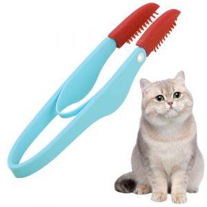 Peigne pour taches de larmes &ndash; Peigne pour animaux de compagnie avec t&ecirc;te de brosse en silicone de 11,8 x 2,5 x 1,5 cm pour taches de larmes avec manche antid&eacute;rapant Brosse flexible pour animaux de (qihongHaostore, neuf)