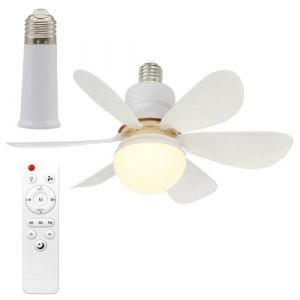 G&eacute;n&eacute;rique Lampe Ventilateur Plafond avec Douille E27 (85-265V) - Ventilateur Luminaire Silencieux - T&eacute;l&eacute;commande - 3 Vitesses & 3 Temp&eacute;ratures de Couleur - Pour Chambre, Salon, Bureau (40W) (杨莹, neuf)