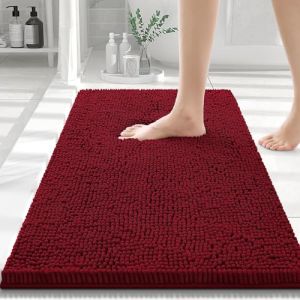 Homaxy Tapis de Bain Antiderapant,Tapis Salle de Bain en Microfibre Chenille Douce,Tapis de Bain Absorbant,Lavable en Machine - - 40 x 60 cm - Rouge Bordeaux (Homaxy EU, neuf)