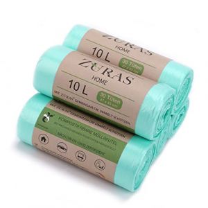 ZURAS Lot de 150 sacs poubelle biologiques de 10 litres - Compostables et biodégradables à base de plantes - Certifiés et testés selon la norme DIN EN 13432 - Imperméables et indéchirables (Zuras Hamburg, neuf)