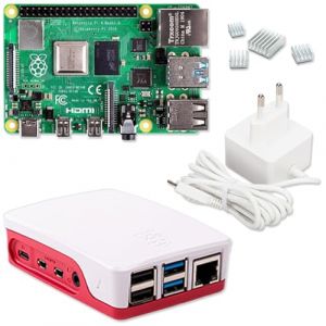 Kit de d&eacute;marrage Raspberry Pi 4 Go | Alimentation USB-C 5 V 3 A | Bo&icirc;tier | Dissipateur Thermique | Raspberry Pi 4 Model B 4 Go de RAM (smart-home-komponente, neuf)