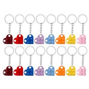 Keboyoe 16 Pièces Porte Clef Couple Coeur Porte-Clés Coeur en Briques Porte Clé Coeur Porte Cle Amour Idée Cadeau Couple Originale, Porte Clef Maison, Idée Saint Valentin(8 Couleurs) (Yingcen, neuf)