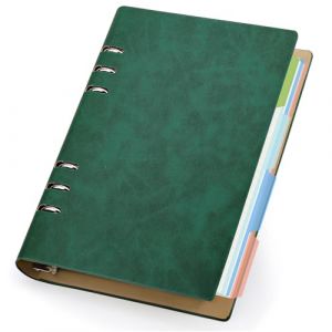 Yarotm Classeur A5 - Carnet &agrave; Anneaux - Carnets et Journaux 14x21cm - Notebook Agenda 6 Anneaux avec 100gsm Petits Carreaux 5mm Papier 150 Feuilles - Bloc de Notes Rechargeable en Cuir PU Vert Fonc&eacute; (Droking, neuf)